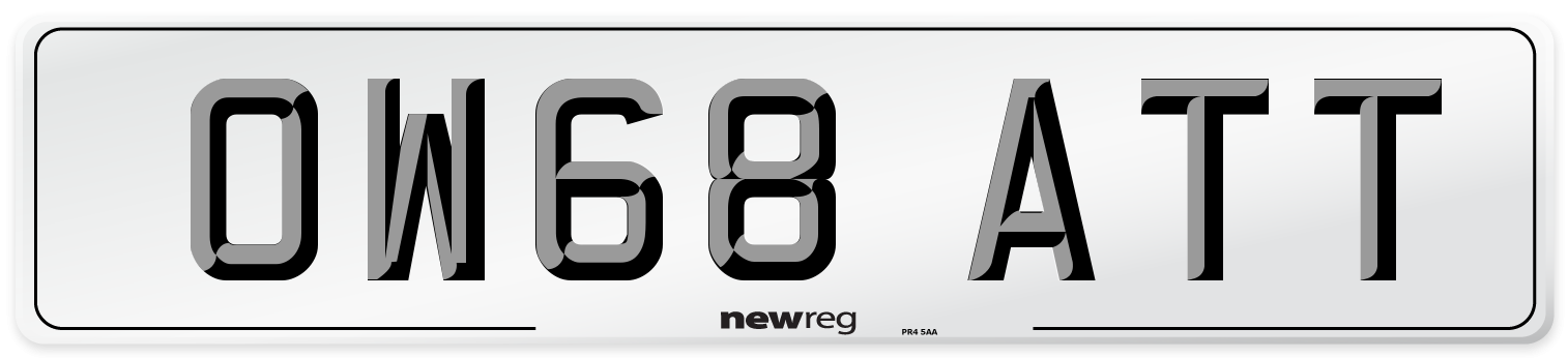 OW68 ATT Number Plate from New Reg